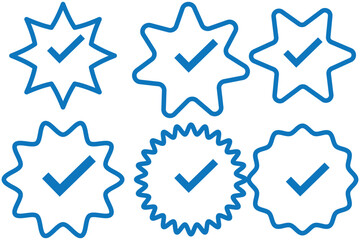 Checkmark icon. Blue check mark vector set. Checked checkbox sign. Approved symbol. Isolated v checkmark icon.