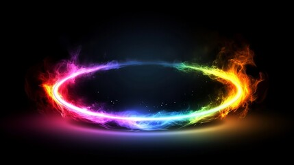 Vibrant rainbow energy ring. Abstract art.