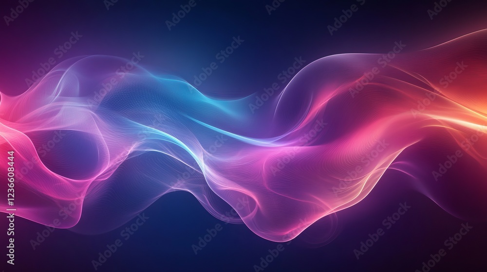 Poster vibrant abstract background featuring multicolored waves flowing seamlessly together creating a dyna