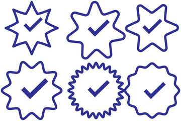 Checkmark icon. Blue check mark vector set. Checked checkbox sign. Approved symbol. Isolated v checkmark icon.
