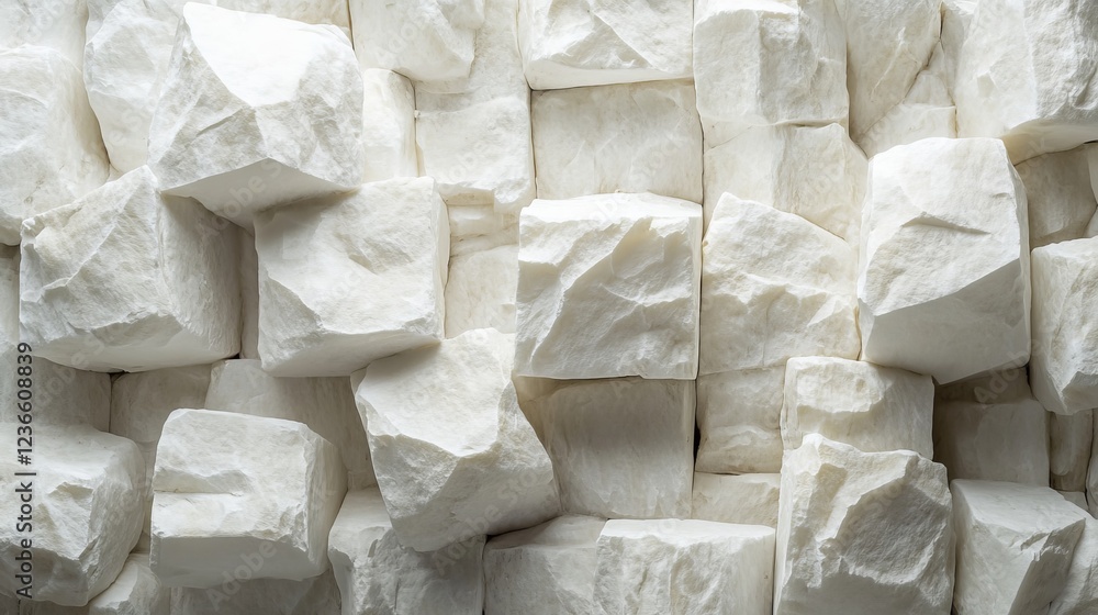 Poster elegant white marble blocks stacked in a harmonious arrangement showcasing natural textures and patt