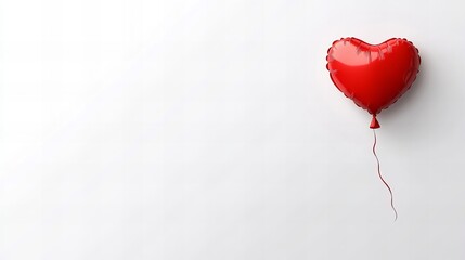A single red heart-shaped balloon floats against a white background.