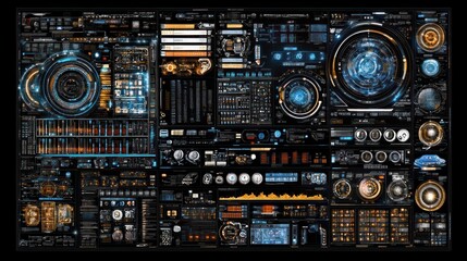 Obraz premium Futuristic Technology Interface: A High-Tech Digital Dashboard Display