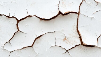 Cracked white paint texture, weathered surface, close-up detail, background for design