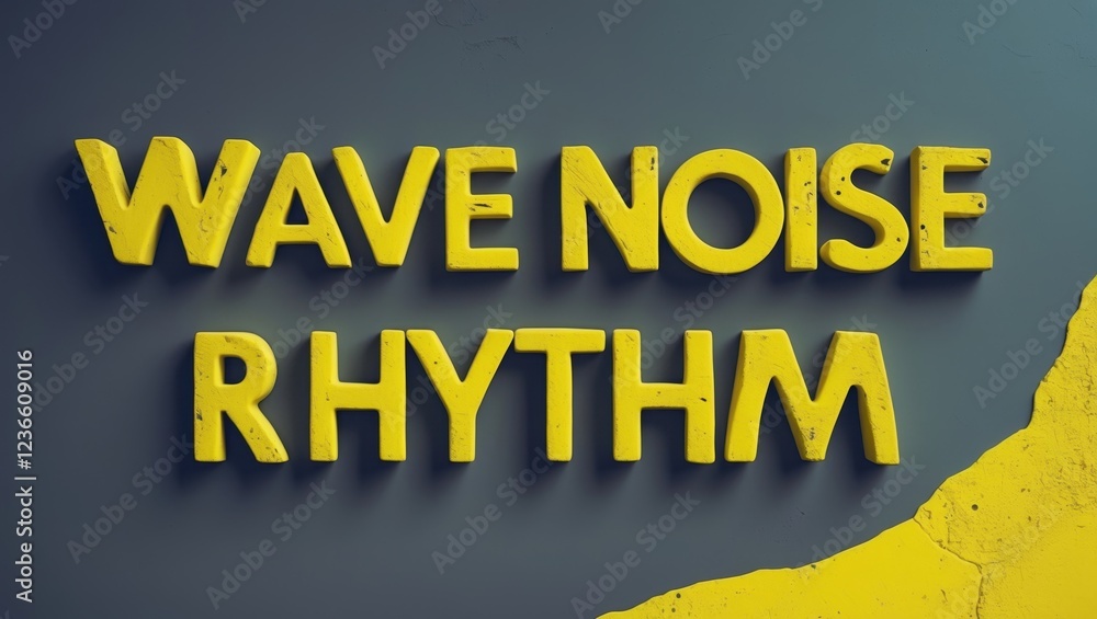 Poster creative text design with wave noise rhythm art on colorful background