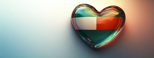 A Glass Heart Adorned with the Vibrant Flag of Madagascar: A Symbol of National Pride and Love
