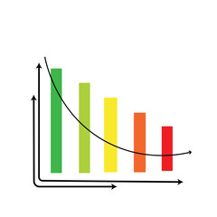 Graph pointing down. Arrow pointing down on graph. Vector illustration