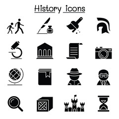 Fototapeta premium History & archeology icon set in thin line style
