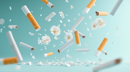 A creative representation of smoking's impact on health and environment.