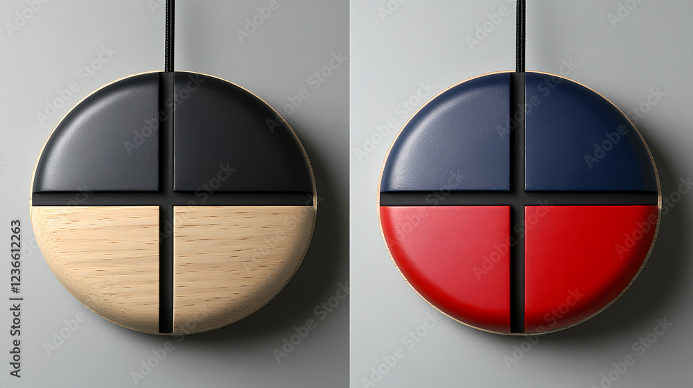 Poster innovative color-coded design elements modern workspace digital tools minimalist aesthetic top-down 