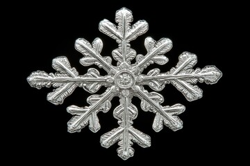 Stunning Silver Snowflake Closeup Macro Photography