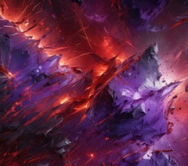 Fototapeta premium Red and purple sparkled canvas with abstract shapes, artistic, geometric