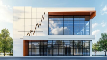 Stylized financial growth chart overlaying a modern corporate building.
