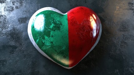 A Heart Shaped Stone Representing the Flag of Madagascar: A Symbol of Love and Patriotism