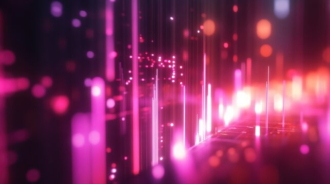 charts and graphs with blurred lines and glowing lights representing statistical analysis and data visualization concept