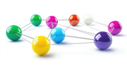 connection concept with color spheres connected by wires