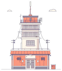 Fototapeta premium A stylized illustration of a communication tower building