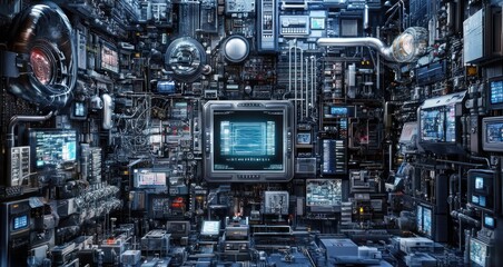 Cyberpunk Technopolis: A Digital Metropolis of Complex Machinery