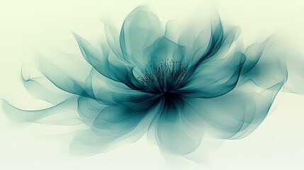 Abstract Teal Flower Artistic Digital Creation