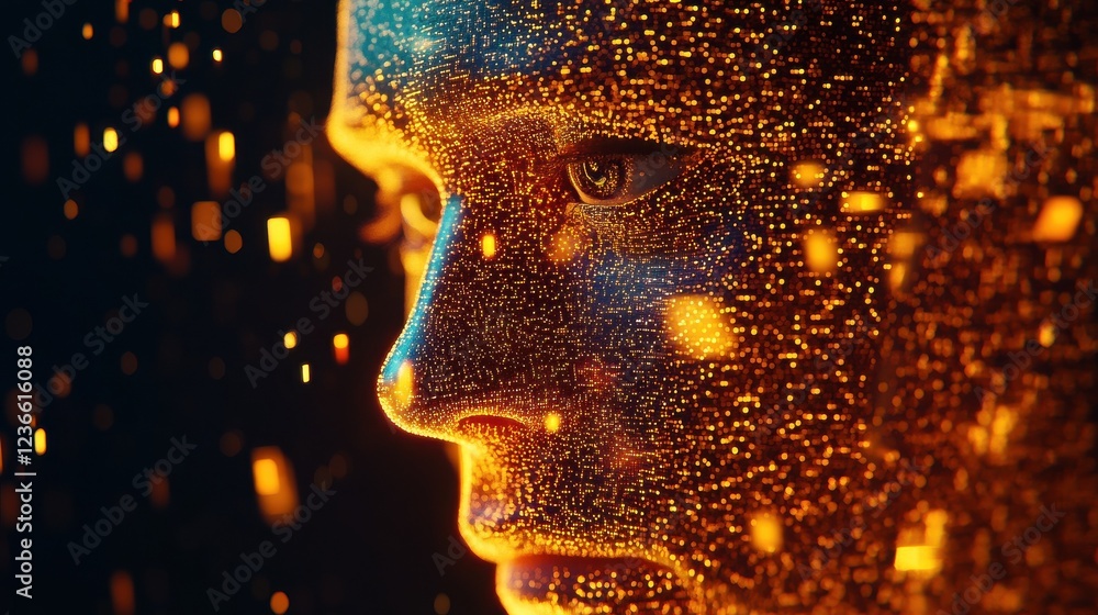 Poster digital code , concept of big data and technology. 3d rendering