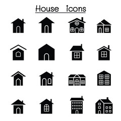 House icon set in thin line style
