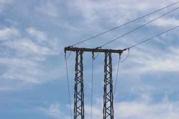 Electric pole with line wire