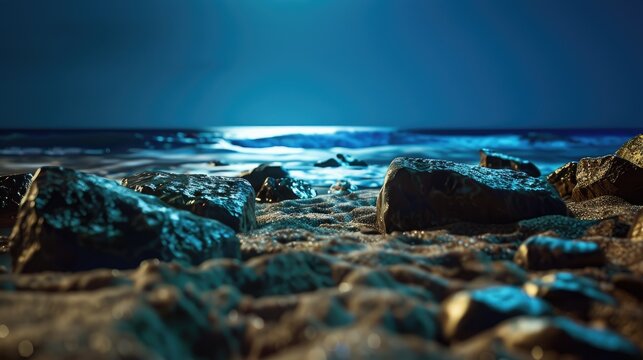 Moonlit Waterscape With Abstract Reflections