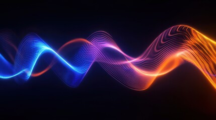 Abstract Waveform,  Glowing Lines, Digital Art