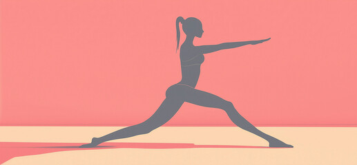 A minimalistic yoga pose illustration in pastel colors; Generative AI
