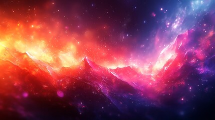 Obraz premium Fiery Cosmic Mountains A Vibrant Nebula Landscape