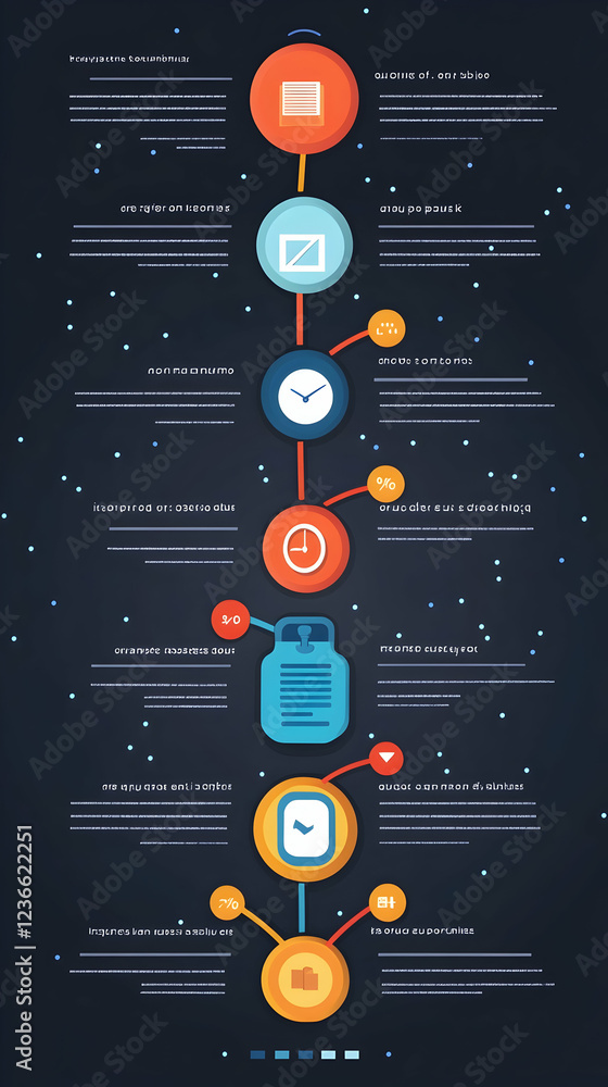 Poster five-step timeline infographic template with a simple, flat design for presentations and planning -