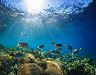 Obraz premium Tropical fish in rays of light