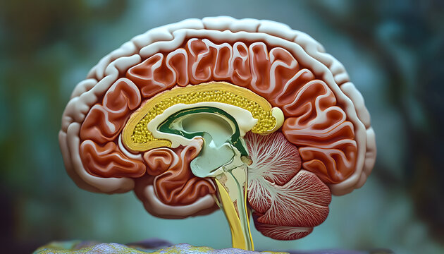 Human brain cross section. 3d illustration