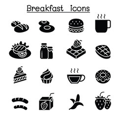 Breakfast icon set in thin line style
