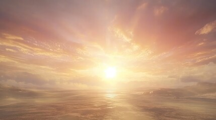 Fototapeta premium Serene Sunset Over a Desolate Alien Landscape