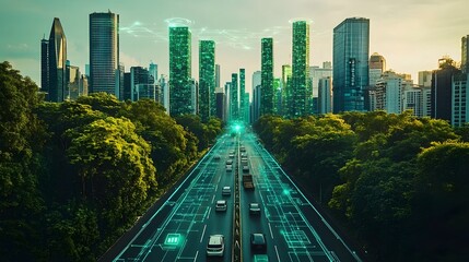 Futuristic Green City with Integrated Smart Technology and Sustainable Infrastructure
