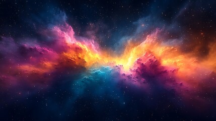 Obraz premium Vivid Cosmic Nebula Displays Intense Colors And Stars