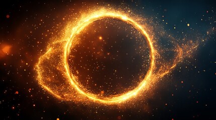 Intense Circle of Fire Illuminating the Night Sky with Vibrant Flames and Glowing Embers Creating a Dramatic and Enigmatic Atmosphere in a Darkened Wilderness Setting