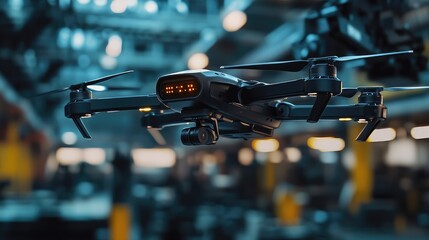 Drone in Industrial Setting, Technological Advancement in Manufacturing