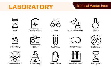 Laboratory Icon Set. A meticulously designed collection of icons for scientific research, experimentation, and research presentations to convey professionalism and innovation.