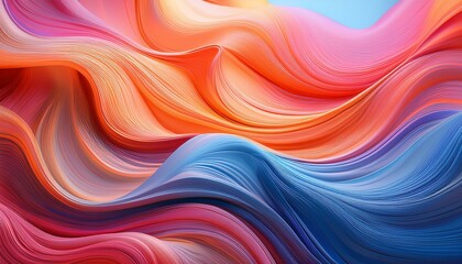 Fototapeta premium abstract artistic flowing waves of vibrant colors blending seamlessly in shades of orange pink and blue symbolizing creativity and fluidity