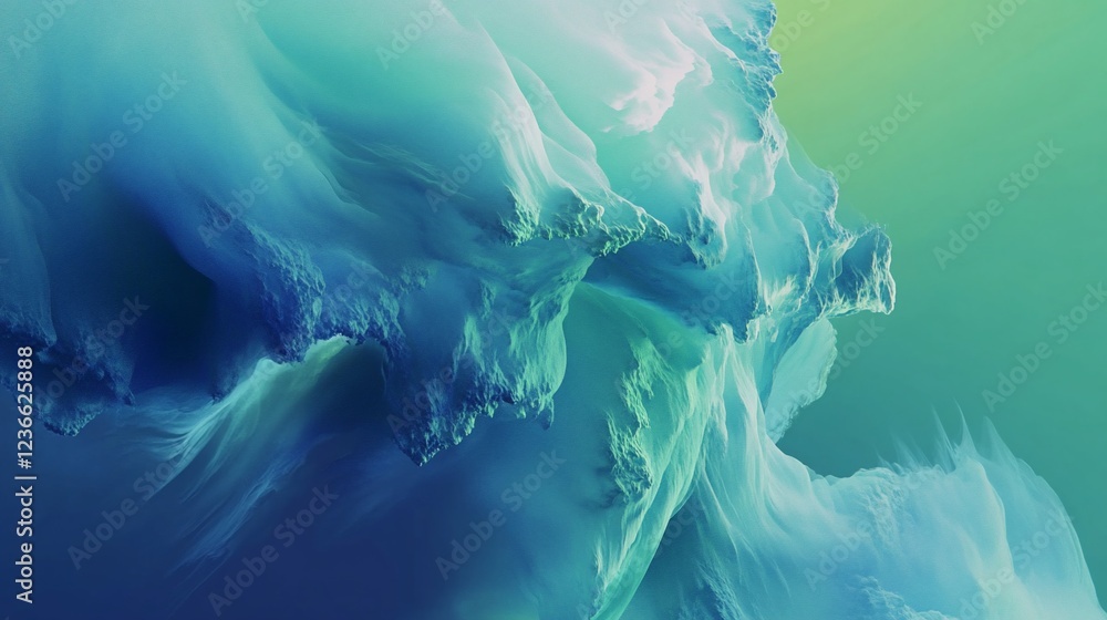 Poster abstract layered teal and blue gradient background with a textured edge design