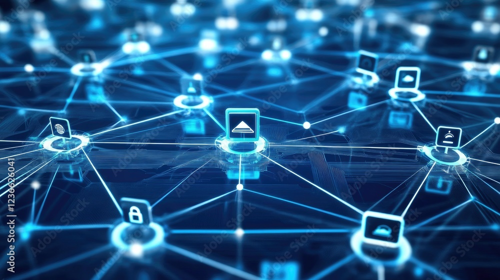 Aufkleber digital technology network connection