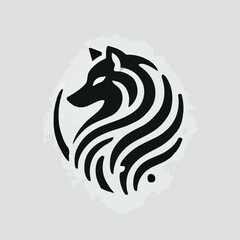 vector black silhouette of a wolf