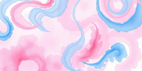 Obraz premium Pink and blue watercolor swirls on watercolor paper, pink, color