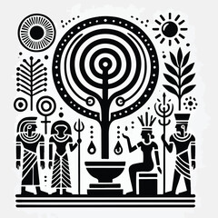 Naklejka premium vector black silhouette of ancient egyptian carving