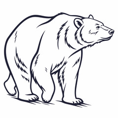 Simple a Bear line art vector design white background
