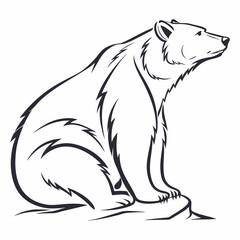 Simple a Bear line art vector design white background