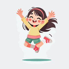 vector of small children jumping happily