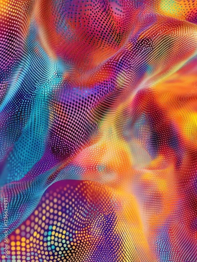 Poster abstract colorful dot pattern representing data visualization and digital art